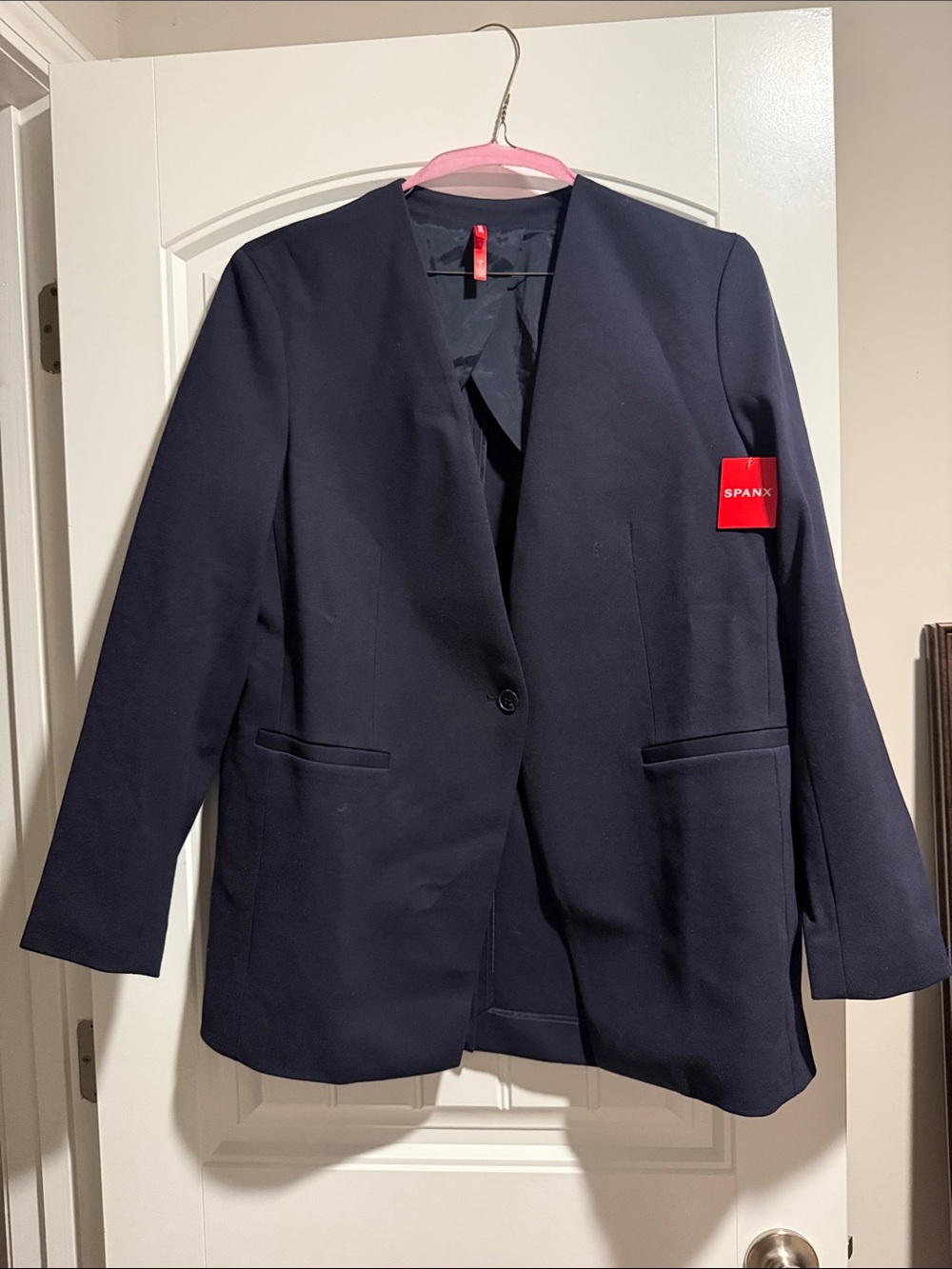 SPANX Navy Single-Button Tailored Blazer